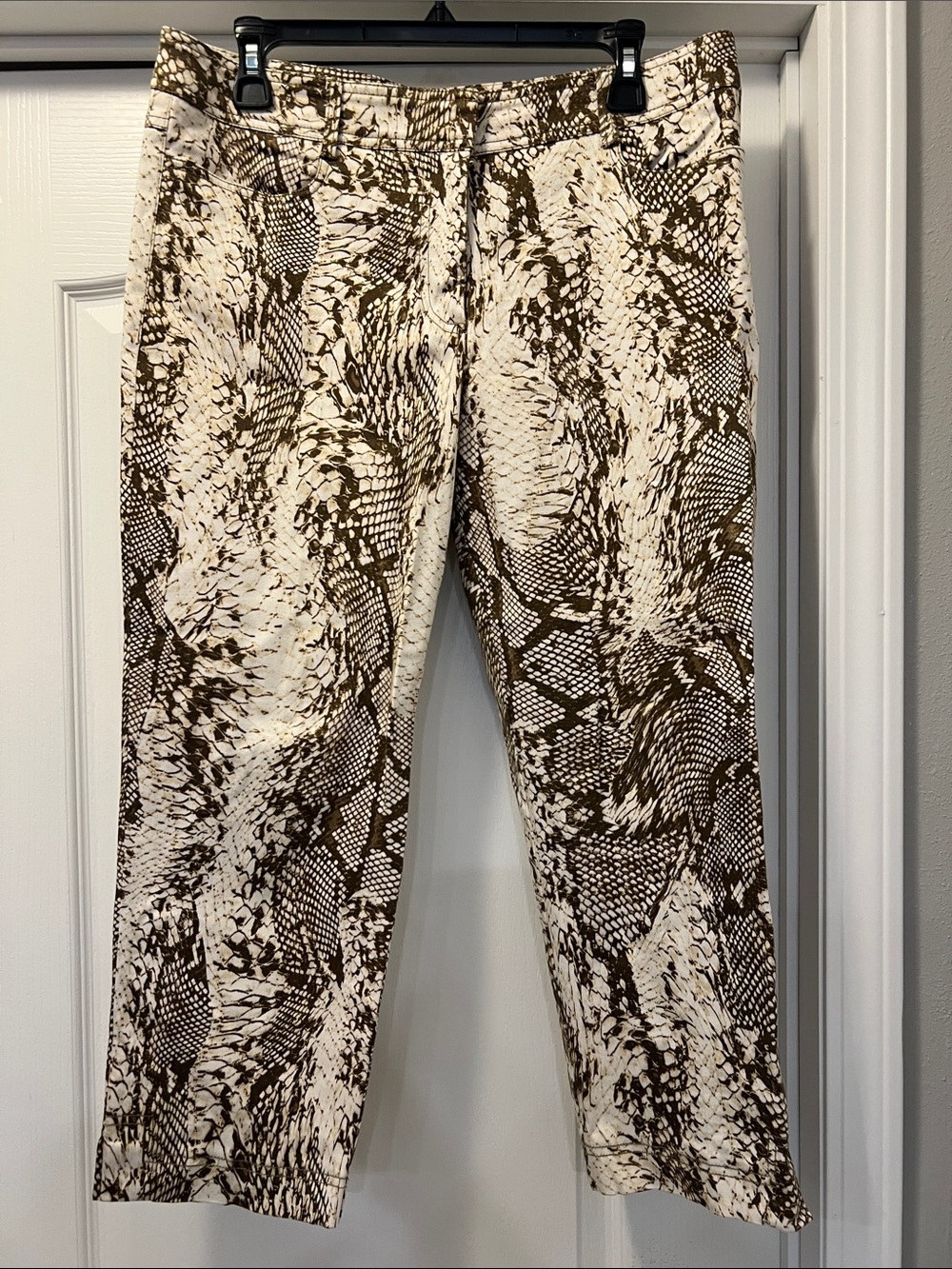 Cache Brown and Cream Snake-Print Capris